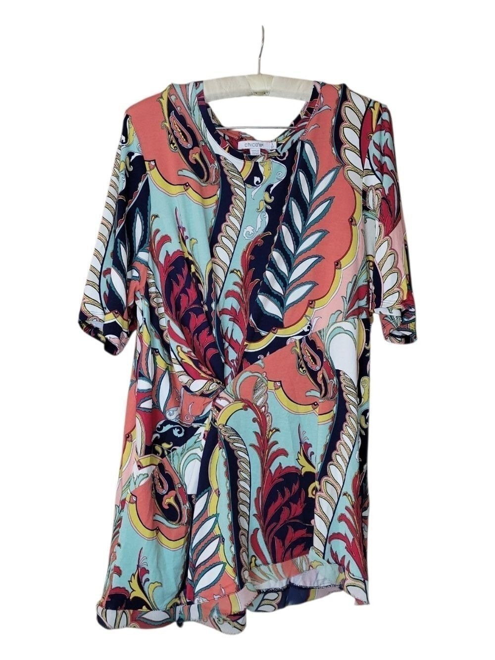 Chico's 3 Touch Of Cool Abstract Draped Tunic 16 XL